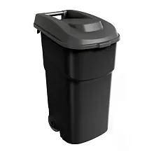 Бак для мусора 90 л. 53*49,5*85 см. черный, с крышкой на колёсах /1/2/