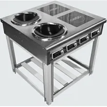 Плита индукционная комбинированная: 2 конфорки WOK 2х3.5кВт+2 конфорки поверхность сплошная 2х3.5кВт OBOD ПВК-4