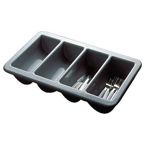 Емкость для столовых приборов 4 секции 53*32,5 см. пласт. серая APS /1/