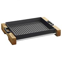 Сковорода-гриль 26*32 см. с 2-мя ручками, чугун, черная, на подставке "ECO" LAVA