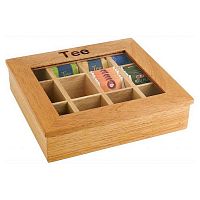 Контейнер для пакетиков чая 12 отд. 31*28*9 см. дерево, бежевая APS