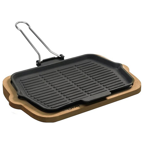 Сковорода-гриль 21*30 см. чугун, черная, на подставке "ECO" LAVA