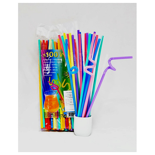 Трубочки коктейльные 0,6*26,5 см. 100 шт/уп. с длинной гофрой Фигурная /1/20/