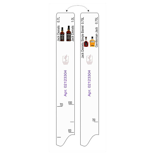 Линейка Jeck Deniels (0.7л./1л.)/Single Barrel (0.75л.)/Gentleman Jack (0.75л.) L=28 см В=2 см /1/