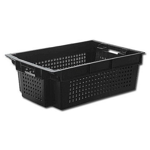Ящик 600*400*200 мм. для овощей конусный, перфорир. черный /1/