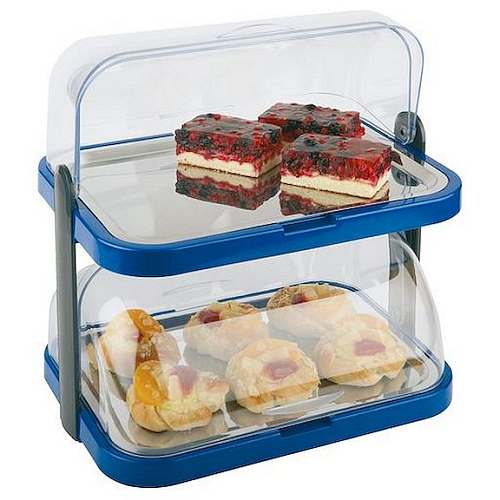 Этажерка для сервировки 2 яруса 44*32 см h=44 см охлажд. с крышкой Roll-Top синяя APS