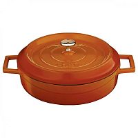 Кастрюля 3,4 л. чугун d=28 см. оранжевая, низкая "TRENDY" LAVA