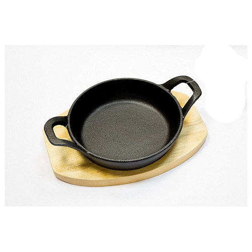 Сковорода порц. d=14 см чугун. на дерев. подставке (12135-14/12135W-14) /1/