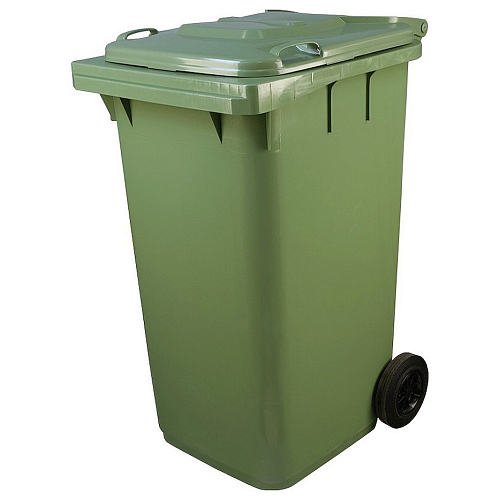 Бак для мусора 120 л зеленый, с крышкой на колёсах /1/