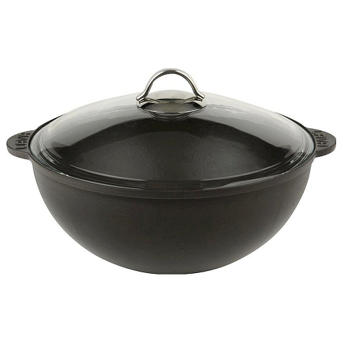 Кастрюля 4,0 л. чугун d=28 см. чёрная, крышка стекло LAVA