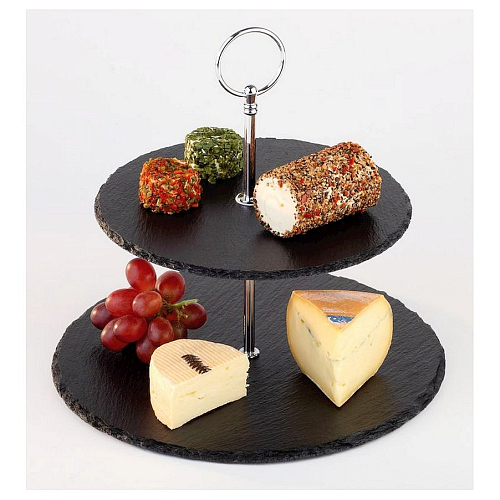 Этажерка 2-х ярусная d=20/25 см. сланец черн. APS /1/