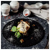 Блюдо для подачи круглое d=38 см. черное, сланец APS /1/