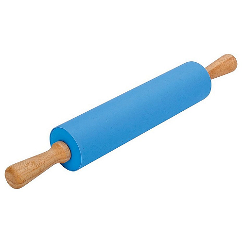 Скалка берез. L=420 мм, d=65 мм. с силик.покрытием, вращ.ручки /1/