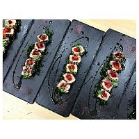 Блюдо для подачи прямоугольное 24*15 см. h=0,5 см. черное, сланец APS /1/