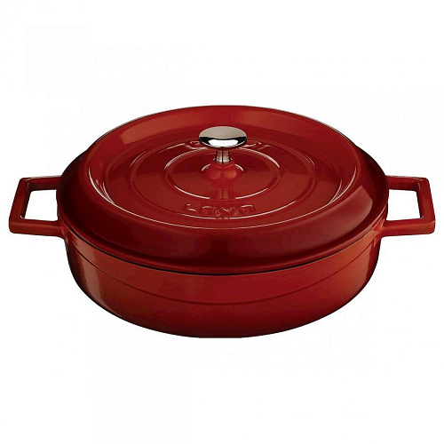 Кастрюля 3,4 л. чугун d=28 см. красная, низкая "TRENDY" LAVA
