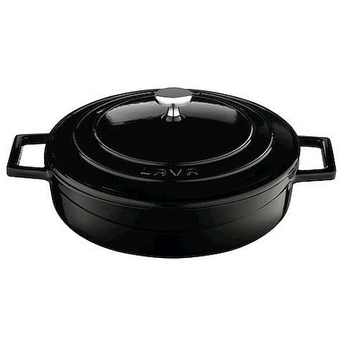 Кастрюля 2,4 л. чугун d=24 см. низкая, черная, матовая "FOLK" LAVA