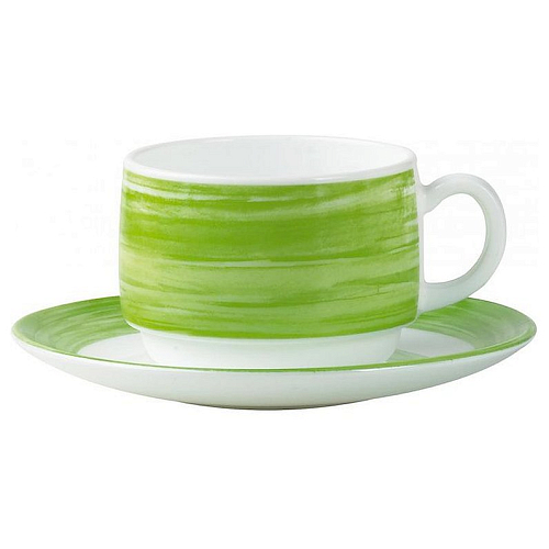 Блюдце d=140 мм. зеленый край Браш /6/