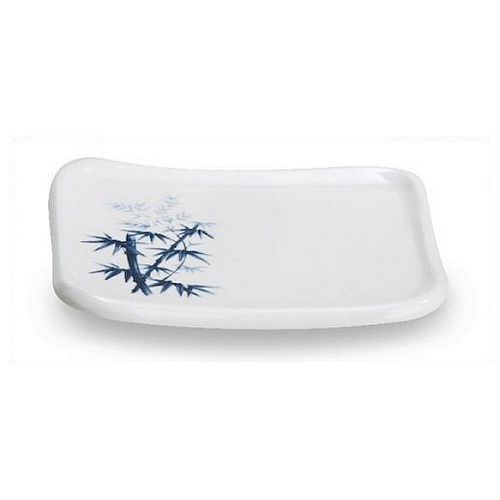 Тарелка квадратная 14,2*12,2 см. "Голубой бамбук"