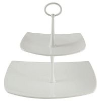 Этажерка 2-х ярусная 19*19/26*26 см. бел.-бел Квадрат /1/