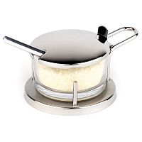 Сахарница/пармезанница d=10,5 см. нерж+ стекло с ложкой APS /1/