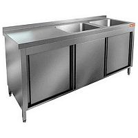 Стол с дверцами-купе и моечной ванной HICOLD НСЗК2М-15/6БП