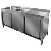 Стол с дверцами-купе и моечной ванной HICOLD НСЗК2М-14/6БЛ
