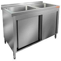 Стол с дверцами-купе и моечной ванной HICOLD НСЗК2М-12/7Б