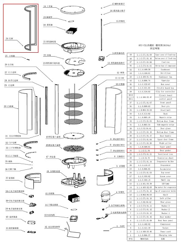 Уплотнение двери 1.1.E.E1.34 (#24) для витрины холодильной т.м. EQTA серии CS