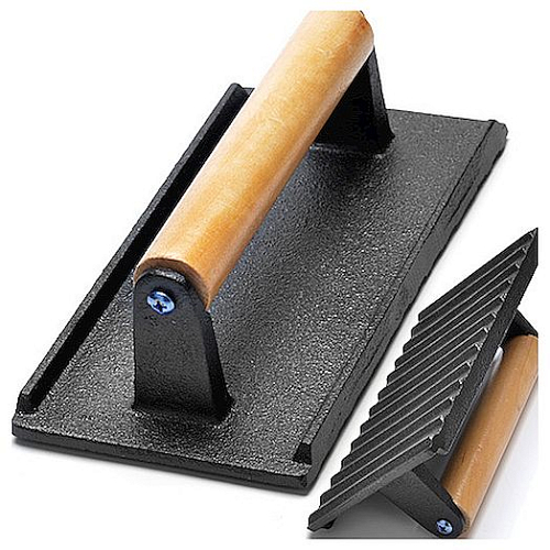 Пресс для стейка 10*20 см. чугун. с дерев. ручкой MB /1/