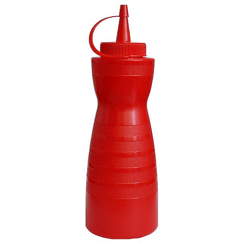 Емкость для соуса 700 мл. фигурная с крышкой красная MG /1/24/