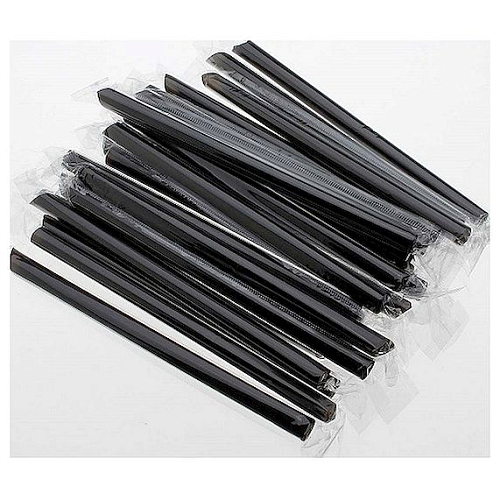 Трубочки коктейльные 0,5*24 см. 700 шт/уп. черные прямые в ИНДИВИД. УП. /1/10/
