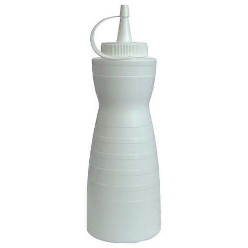 Емкость для соуса 375 мл. фигурная с крышкой белая MG /1/24/